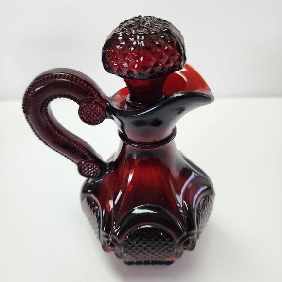 Vintage Avon Cape Cod Collection Ruby Red Set of 2 Cruets - Picture 7 of 11